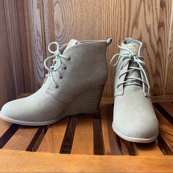 Nautical Wedge Ankle Boots - Picture 2 of 3